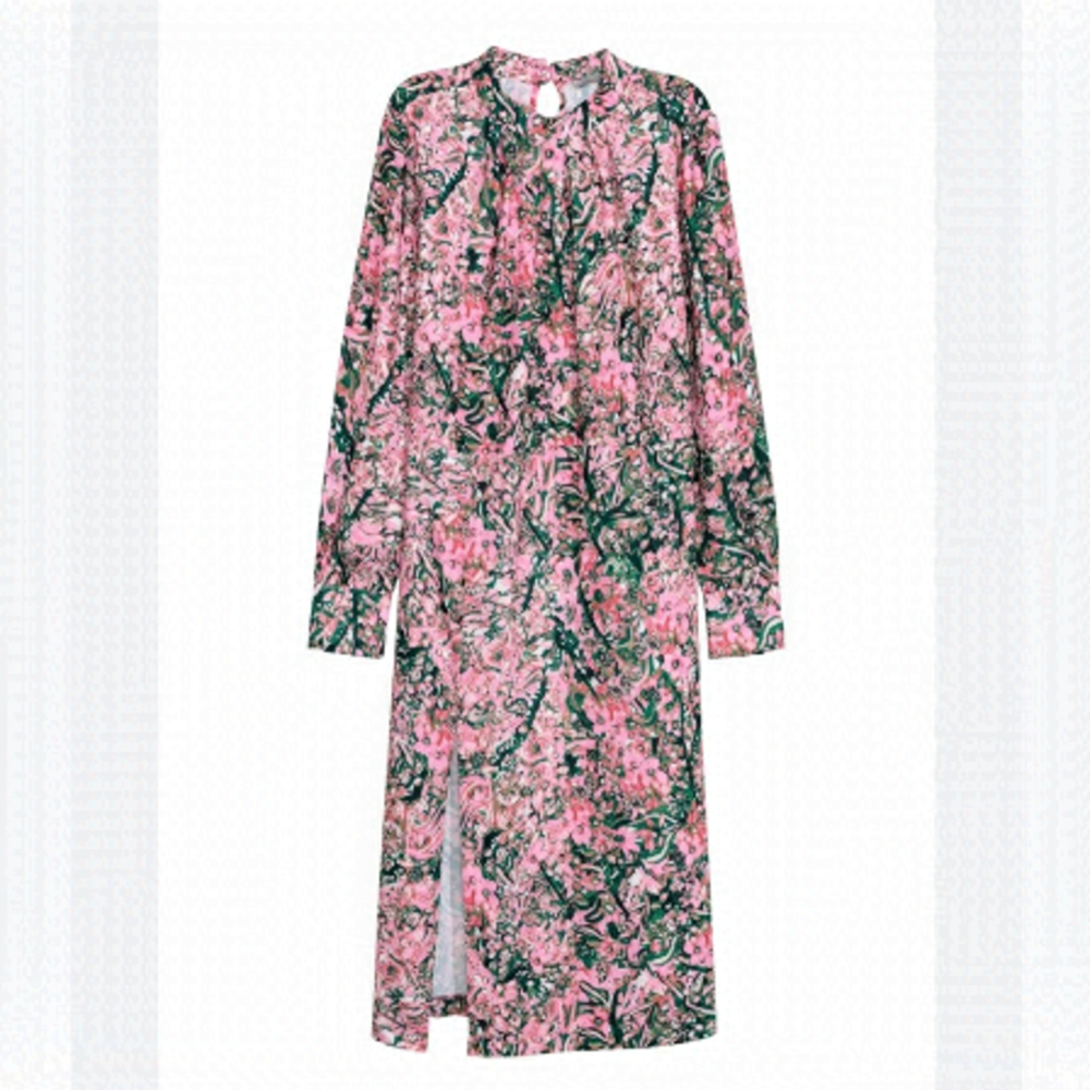 BNWOT H&M Pink Floral Midi Dress